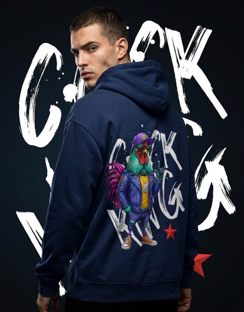 Goatkapda King men's shirt in vibrant fabric with traditional patterns, displayed on a hanger.