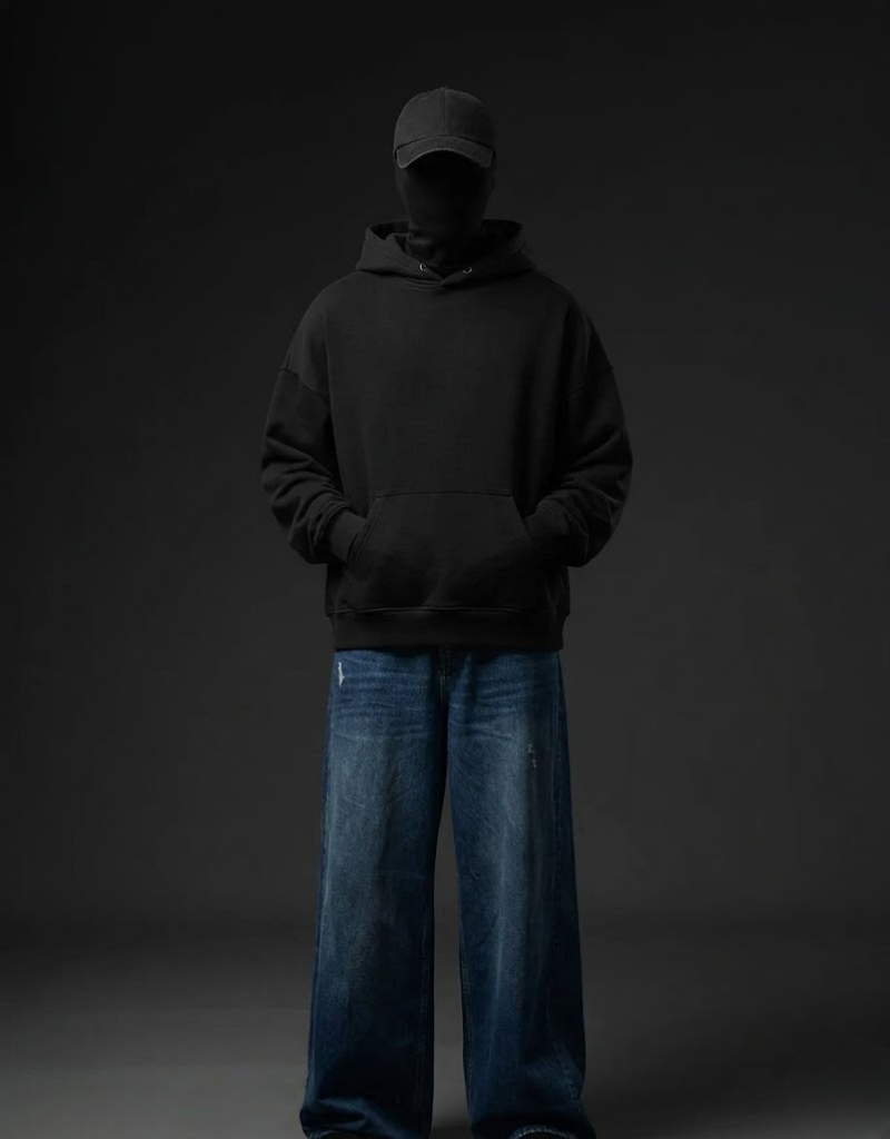 Goatkapda GOAT branded men's casual shirt in dark blue with button-down collar and long sleeves, laid flat for display.