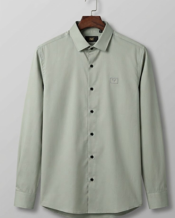Men’s sage green satin shirt with luxe sheen, stylish men's shirt by Kapdasale featuring smooth fabric and modern fit.