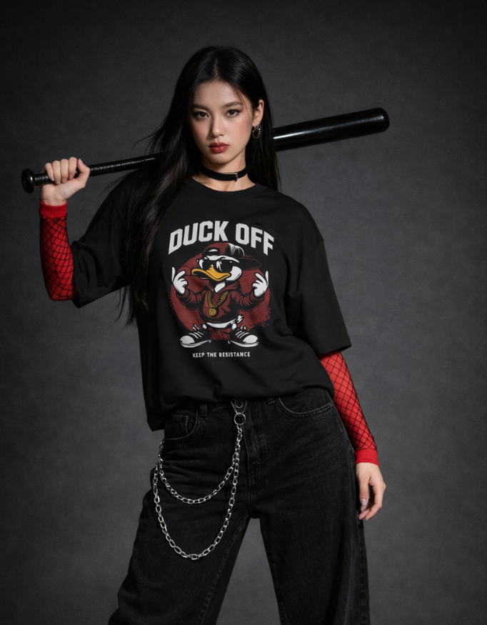 The "Duck Off" Oversized Statement Tee - Goatkapda