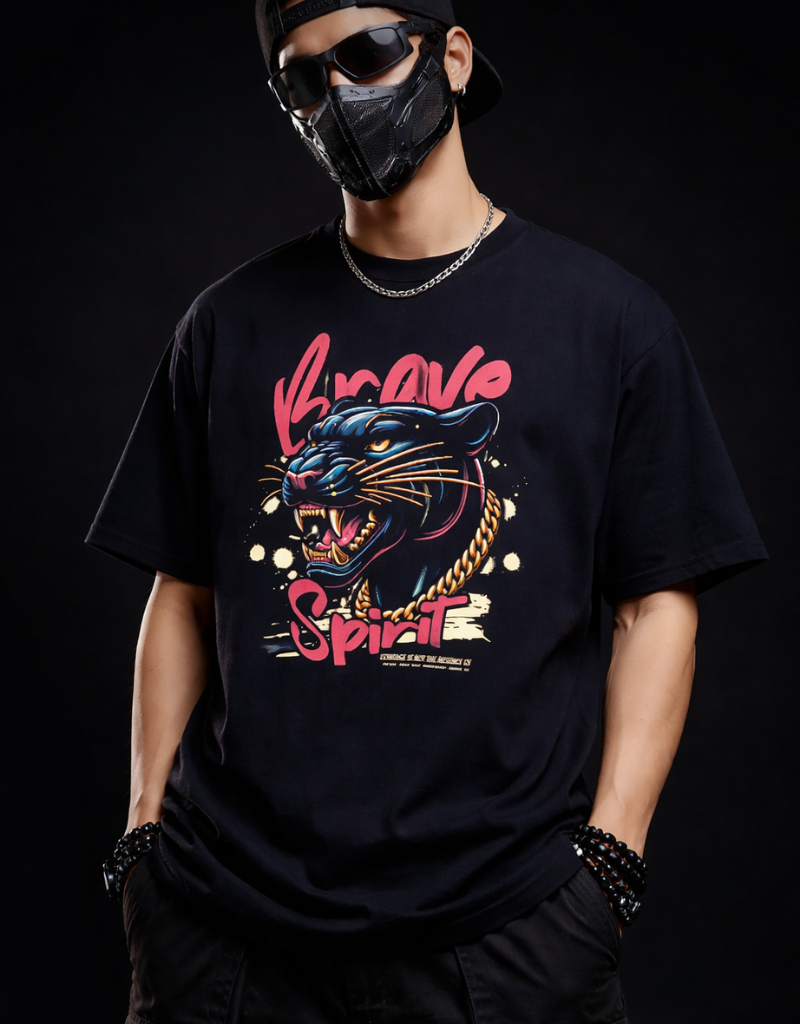 Brave Spirit by Goatkapda, stylish clothing item with detailed design, displayed on a hanger against a neutral background.