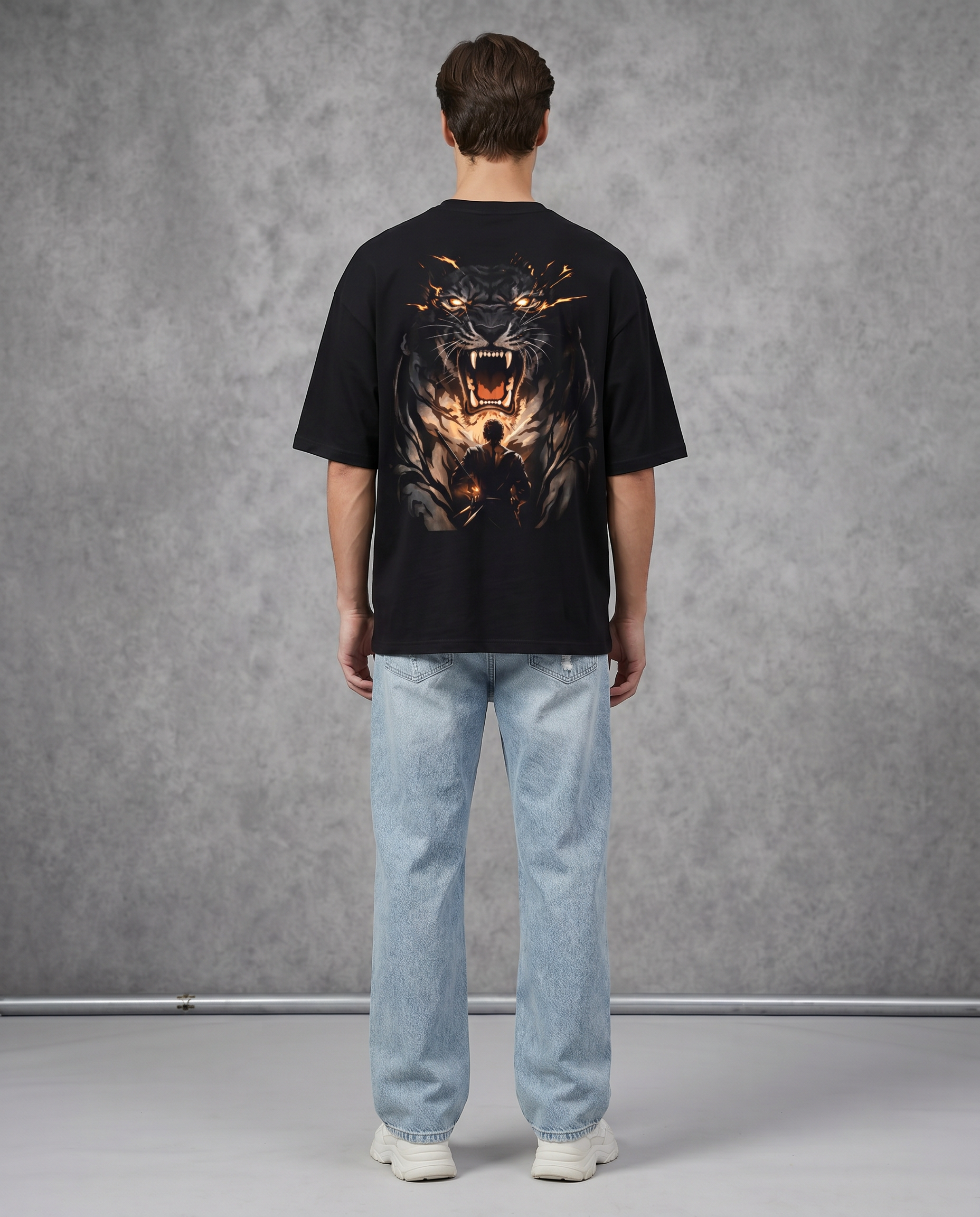 Awakened Tiger™ by Goatkapda featuring a detailed tiger face illustration on a stylish fabric background.