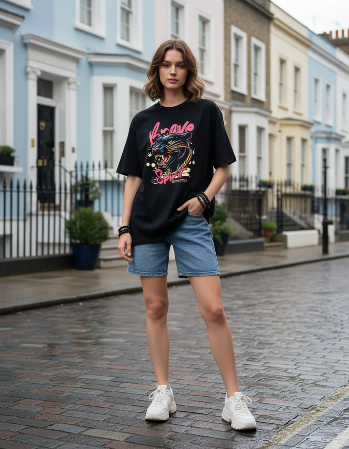 Brave Spirit goatkapda branded t-shirt with bold graphic print on white fabric, casual style for everyday wear